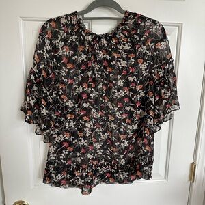 Floral Black Sheer Women's Top